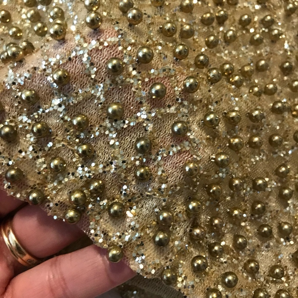 Oh Polly women’s Gold Beaded embellished mini party skirt short Size 0 New - Picture 8 of 12